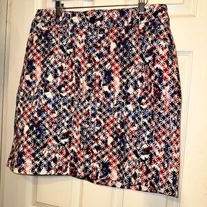 CJ Banks 16W Skort Skirt Womens Plus Red, White, Blue Batik Look Pockets